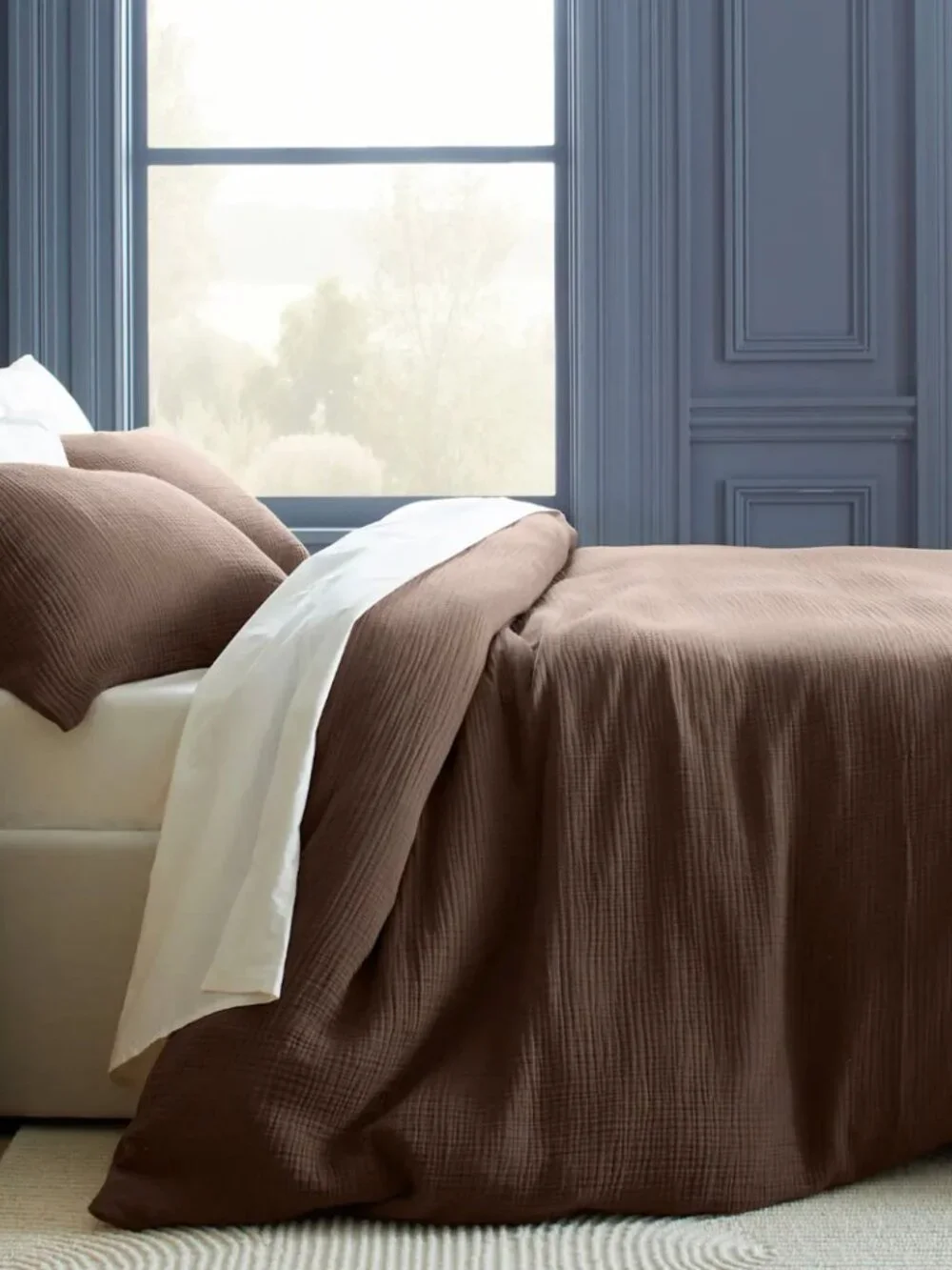 QUINCE Organic Cotton Airy Gauze Duvet Cover King Chocolate